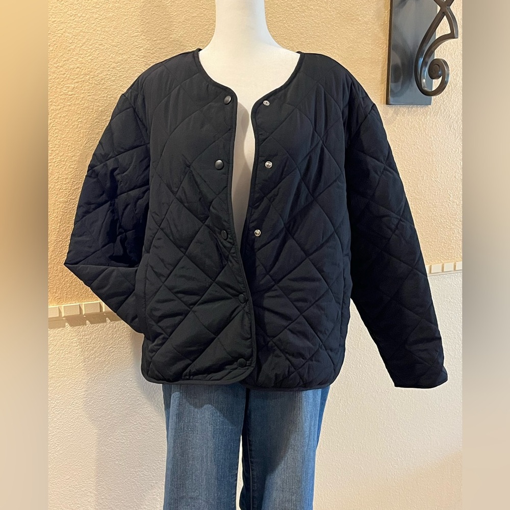 A New Day quilted light jacket. Waterproof. 2 pockets. Black. S-M. NWT - Picture 5 of 10